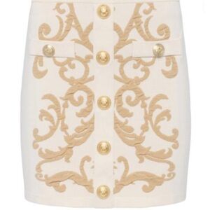 NWT L'AGENCE Cream and Gold Mini Skirt